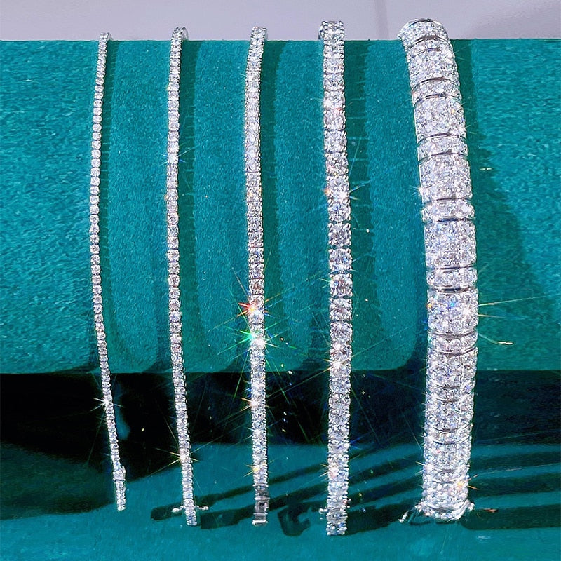 Pulsera de Tenis Moissanita 2-6.5mm para Mujer Plata Esterlina 925