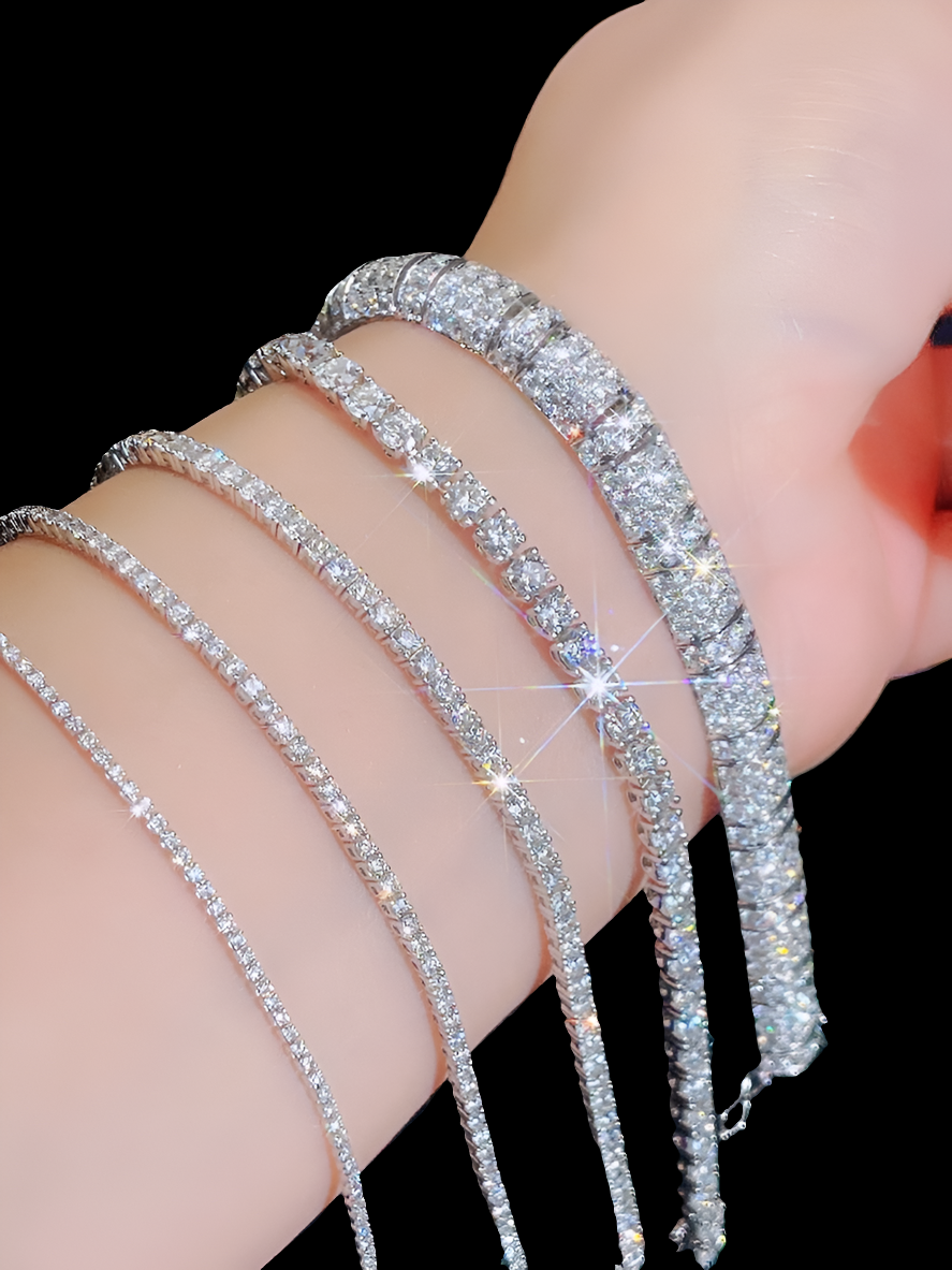 Pulsera de Tenis Moissanita 2-6.5mm para Mujer Plata Esterlina 925