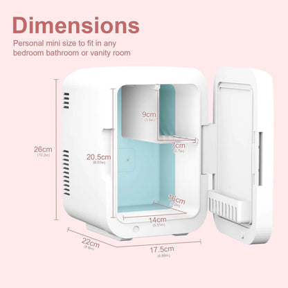 Mini Refrigerador Nevera de 4 Litros con Espejo para Maquillaje o de Viaje