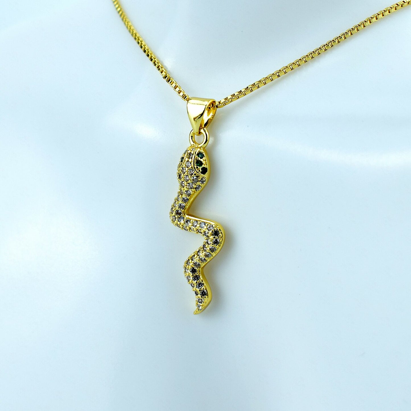 Collar de Serpiente Animal de Alta Calidad AAA Circonias: Colgante de Serpiente de Moda - Regalo de Aniversario o Cumpleaños de Joyería