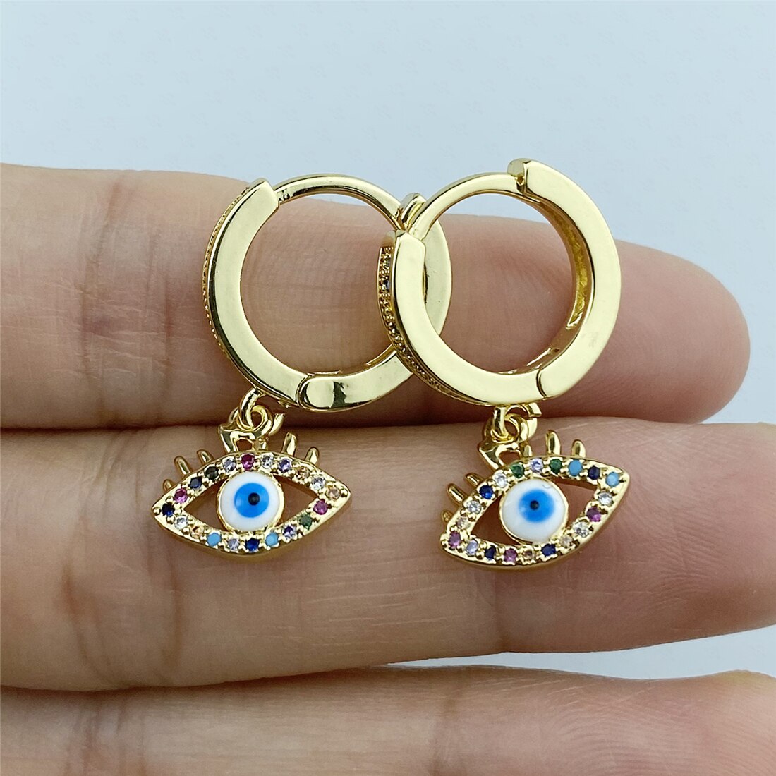 Aretes de Aro Ojo Turco Arcadas de Ojo Turco