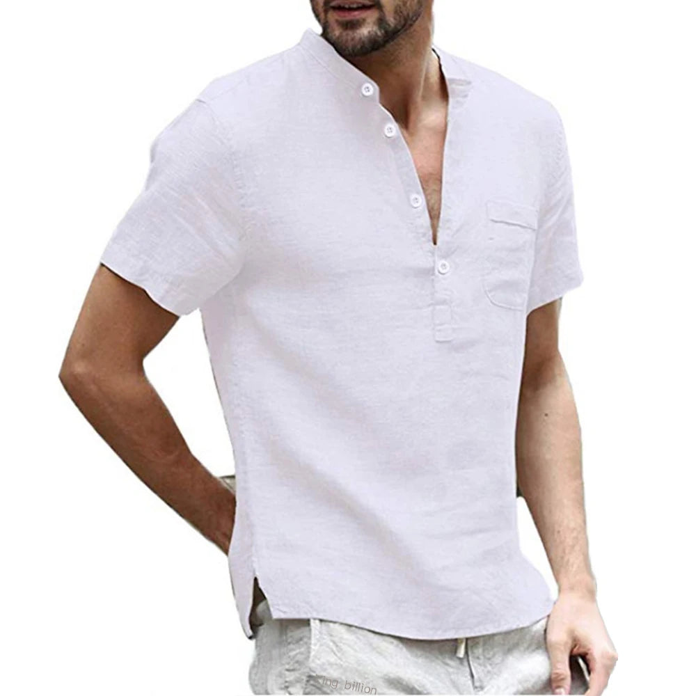 Camisa para Hombre de Algodón y Lino desde Talla S-3XL