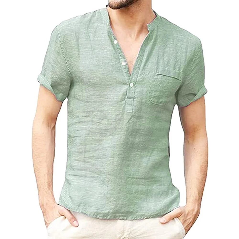 Camisa para Hombre de Algodón y Lino desde Talla S-3XL