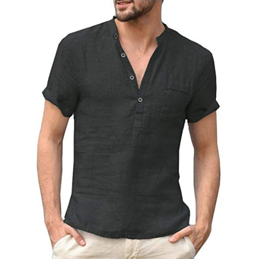 Camisa para Hombre de Algodón y Lino desde Talla S-3XL