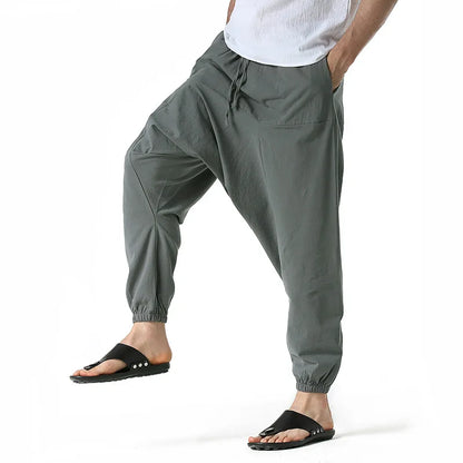 Pantalones para Hombre de Algodón y Lino de Harem Tuluminati Pierna Ancha