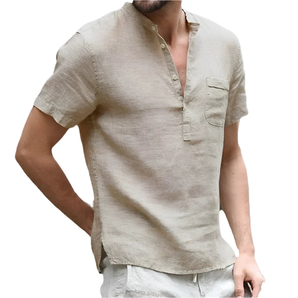 Camisa para Hombre de Algodón y Lino desde Talla S-3XL