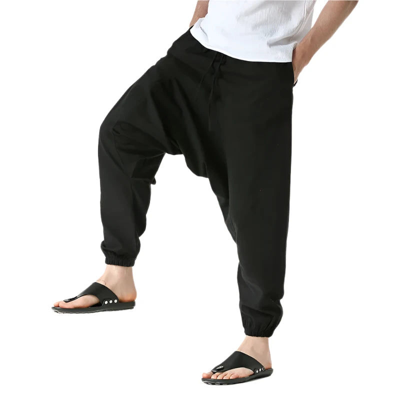 Pantalones para Hombre de Algodón y Lino de Harem Tuluminati Pierna Ancha