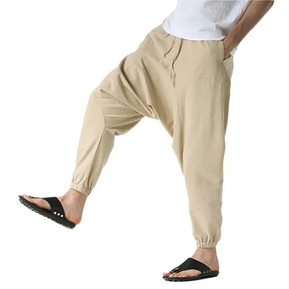 Pantalones para Hombre de Algodón y Lino de Harem Tuluminati Pierna Ancha