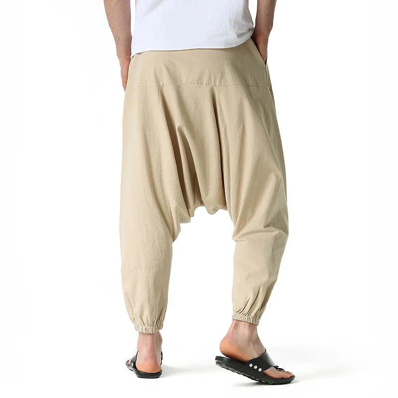 Pantalones para Hombre de Algodón y Lino de Harem Tuluminati Pierna Ancha