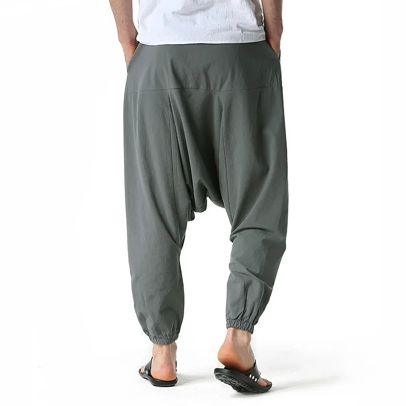 Pantalones para Hombre de Algodón y Lino de Harem Tuluminati Pierna Ancha