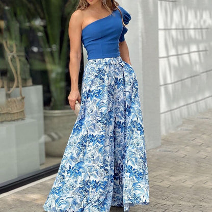 Women's Sleeveless Printed Crop Top and Long Skirt Set