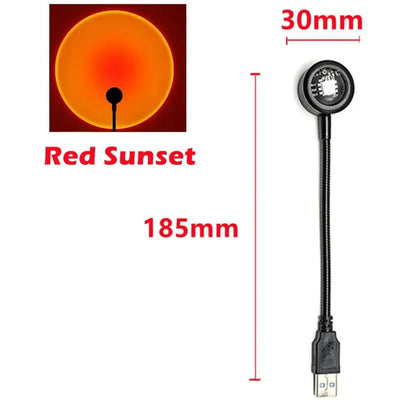 Luz LED USB Sunset para Fotografía, Proyector de Arcoíris y Luz de Ambiente Nocturna, Ideal para Autofotos y Proyecciones en Pared