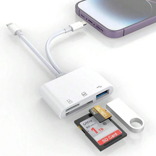 5-in-1 SD Card Reader, Lightning/Type C to USB 3.0/SD/TF Adapter, for iPhone, iPad, MacBook, Samsung and Android