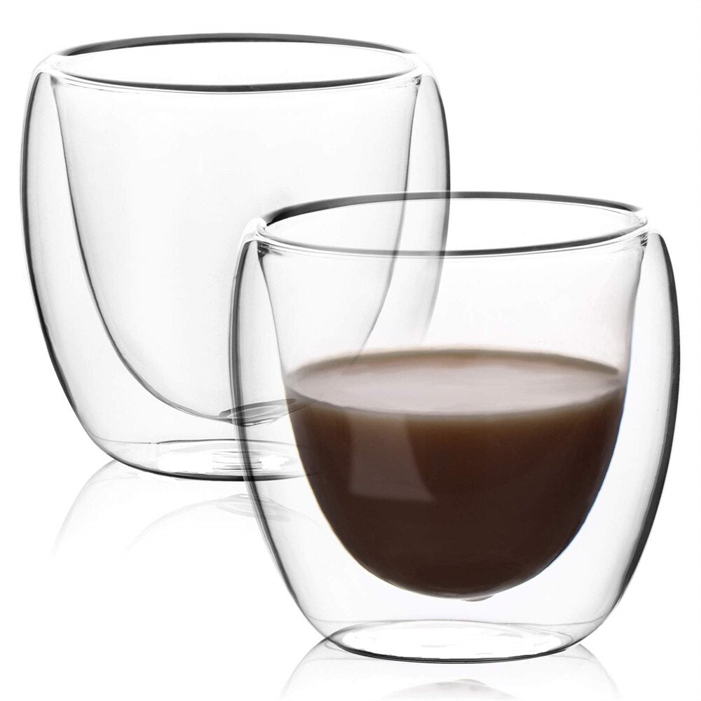 Set de Tazas de Vidrio Doble Pared