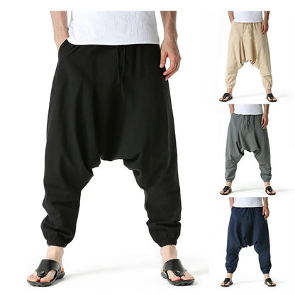 Pantalones para Hombre de Algodón y Lino de Harem Tuluminati Pierna Ancha