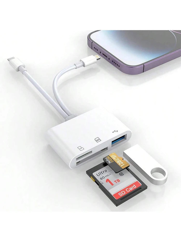 Lector de Tarjetas SD 5 en 1, Adaptador Lightning/Type C a USB 3.0/SD/TF, para iPhone, iPad, MacBook, Samsung y Android