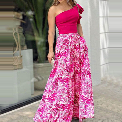 Women's Sleeveless Printed Crop Top and Long Skirt Set