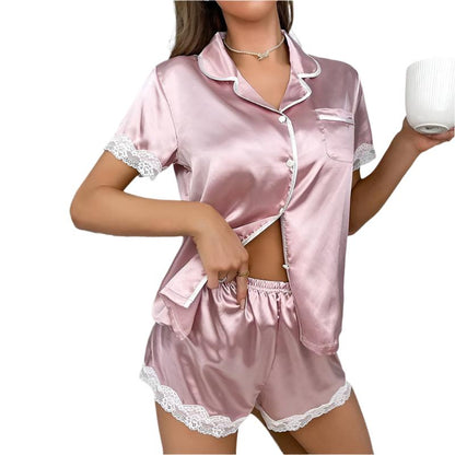 Conjunto de Pijama de Lujo de Seda Satinada para Mujer