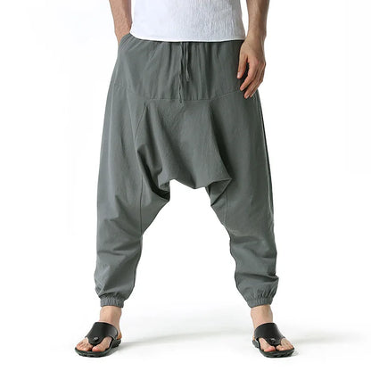 Pantalones para Hombre de Algodón y Lino de Harem Tuluminati Pierna Ancha