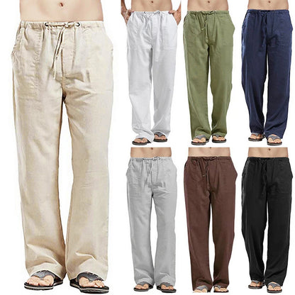 Pantalones de Algodón y Lino Coreano para Hombre