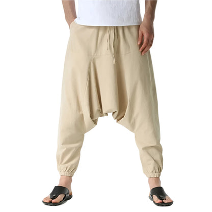 Pantalones para Hombre de Algodón y Lino de Harem Tuluminati Pierna Ancha