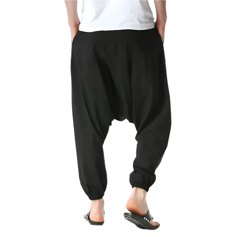 Pantalones para Hombre de Algodón y Lino de Harem Tuluminati Pierna Ancha