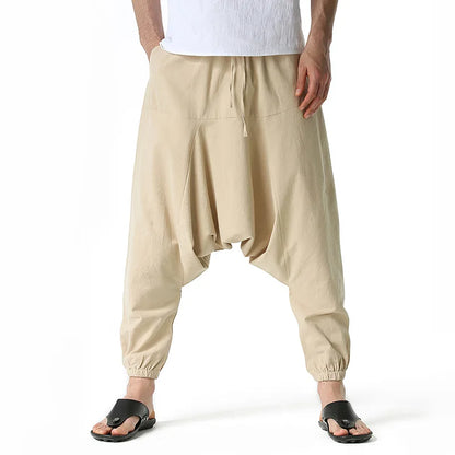 Pantalones para Hombre de Algodón y Lino de Harem Tuluminati Pierna Ancha