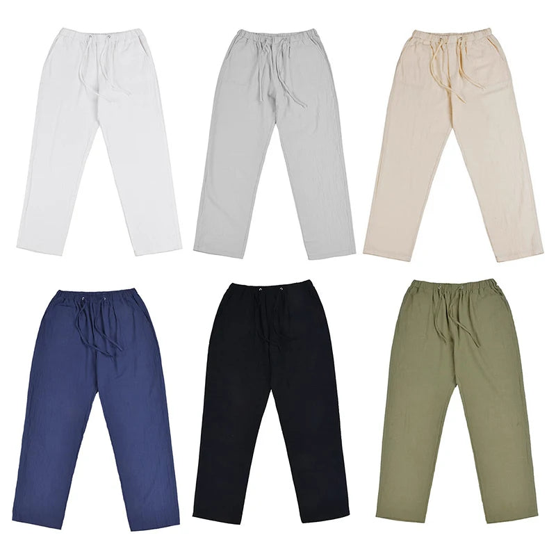 Pantalones de Algodón y Lino Coreano para Hombre