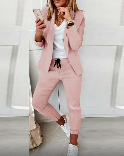 Conjunto de Chaqueta y Pantalón para Mujer de Blazer y Pantalones Casuales