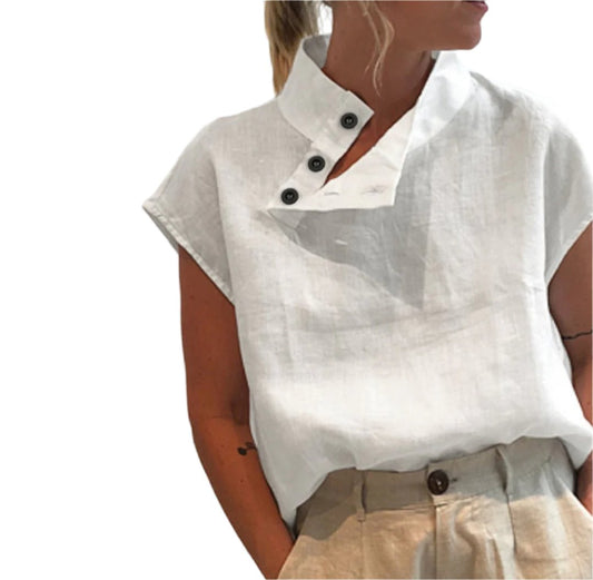 Short-sleeved cotton and linen blouses and lightweight Tulum-style tunics