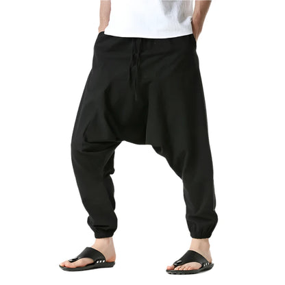 Pantalones para Hombre de Algodón y Lino de Harem Tuluminati Pierna Ancha