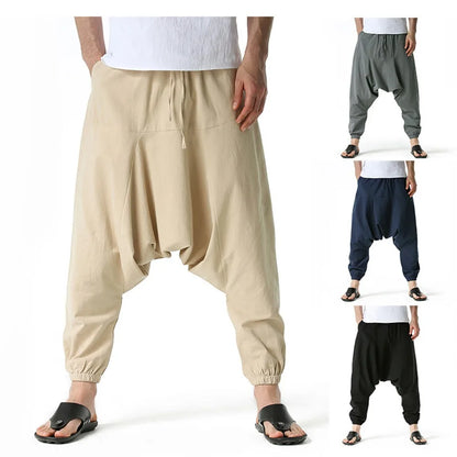 Pantalones para Hombre de Algodón y Lino de Harem Tuluminati Pierna Ancha