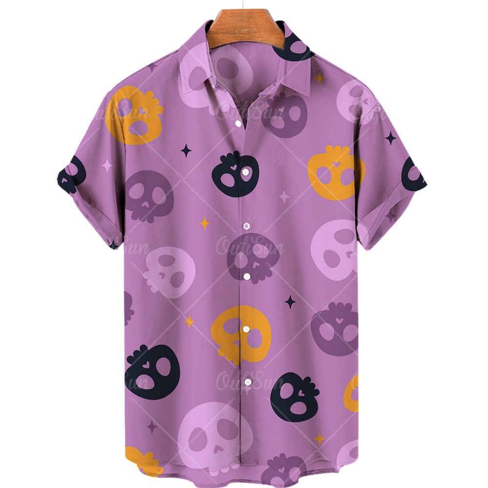 Camisa Estampada en 3D de Pato para Hombres Estilo Hawaiano para Playa y Casual