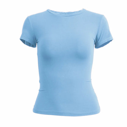 Women's fitted short-sleeved round-neck T-shirt