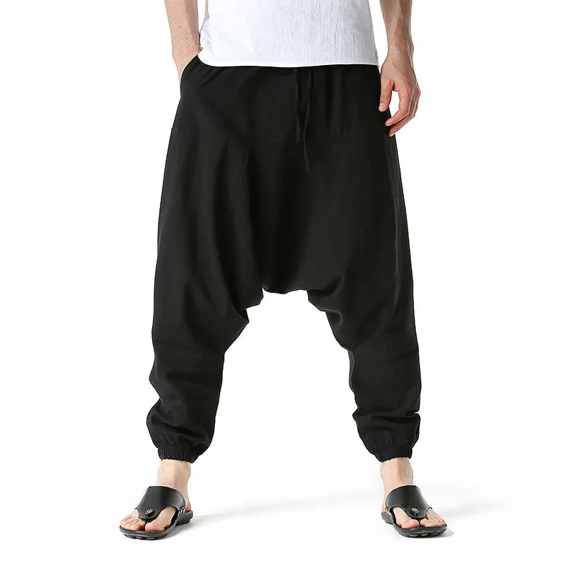 Pantalones para Hombre de Algodón y Lino de Harem Tuluminati Pierna Ancha