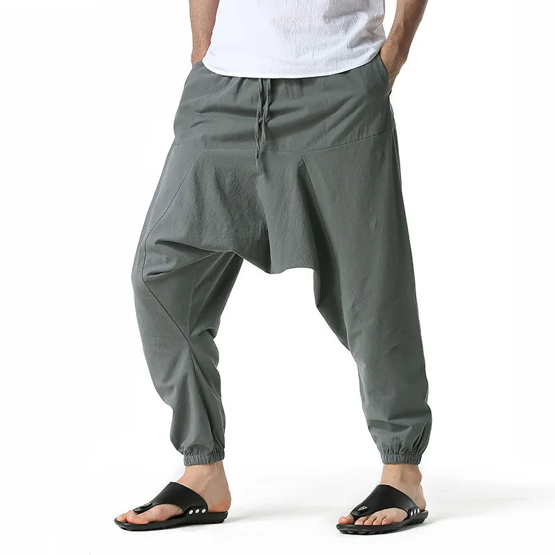 Pantalones para Hombre de Algodón y Lino de Harem Tuluminati Pierna Ancha