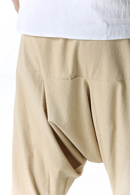 Pantalones para Hombre de Algodón y Lino de Harem Tuluminati Pierna Ancha