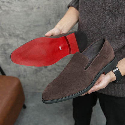 Mocasines de Suela Roja para Hombre en Felpa Negra y Amarilla