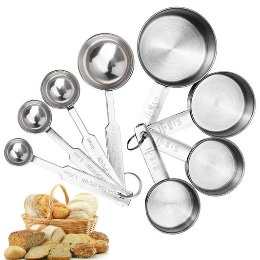 Stainless Steel Measuring Cups and Spoons Set