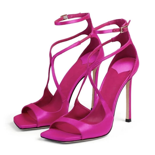 Satin Stiletto Heel Sandals with Sophisticated Design